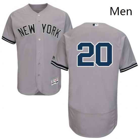 Mens Majestic New York Yankees 20 Jorge Posada Grey Road Flex Base Authentic Collection MLB Jersey